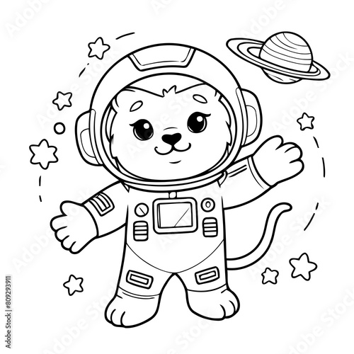 Simple vector illustration of Lion drawing for toddlers book