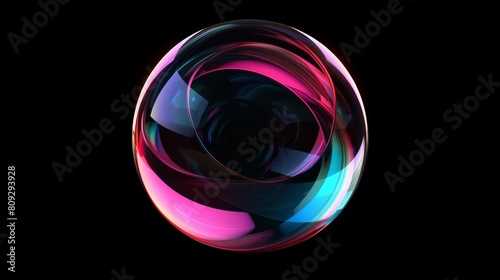 Abstract glass sphere with vibrant swirls