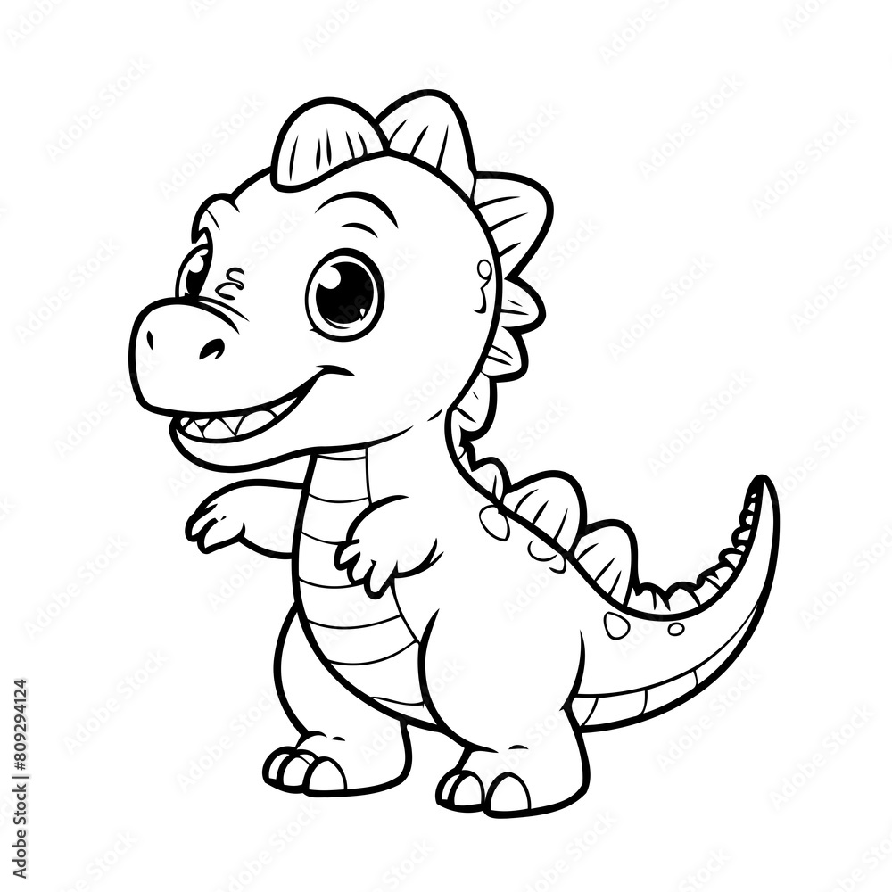 Cute vector illustration Dino drawing for toddlers book