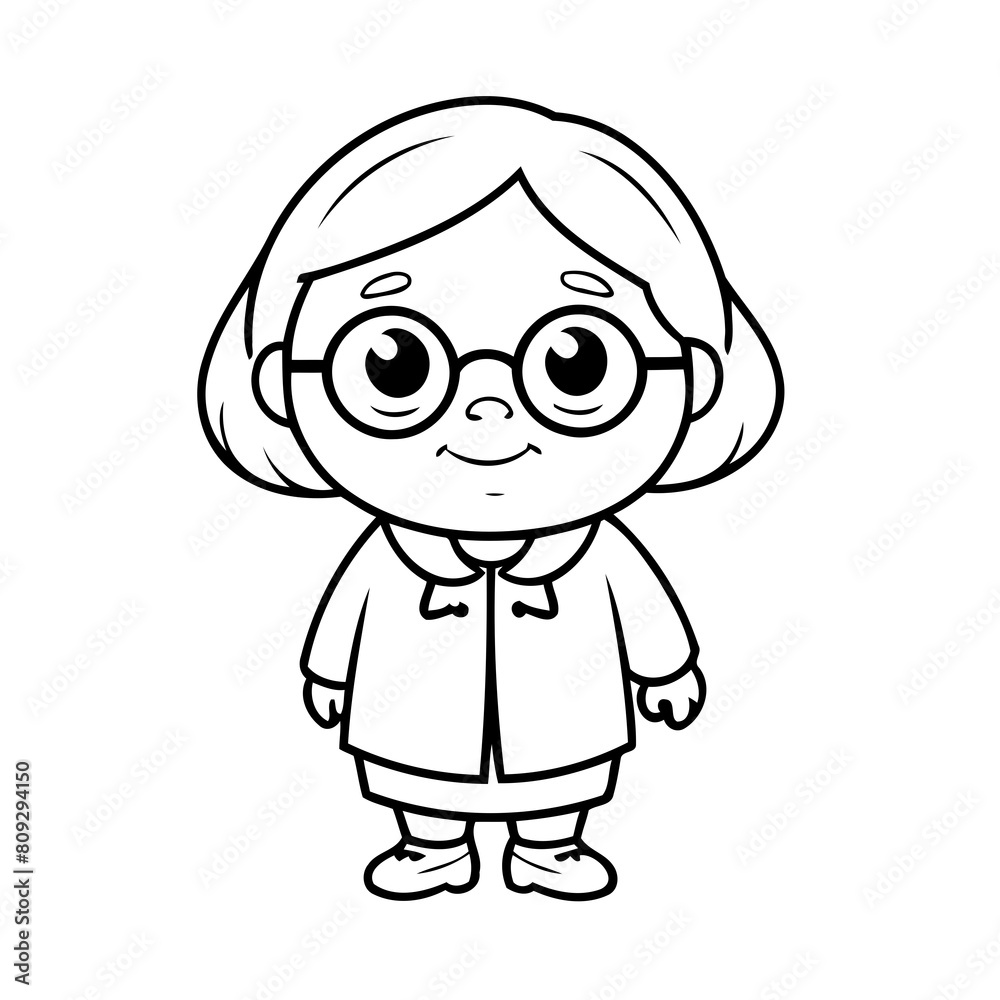 Cute vector illustration oldwoman doodle for toddlers colouring page Cute vector illustration oldwoman doodle for toddlers colouring page