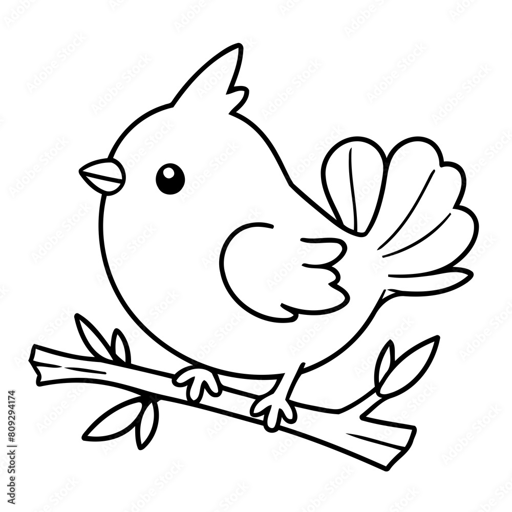 Fototapeta premium Cute vector illustration Bird drawing for toddlers book