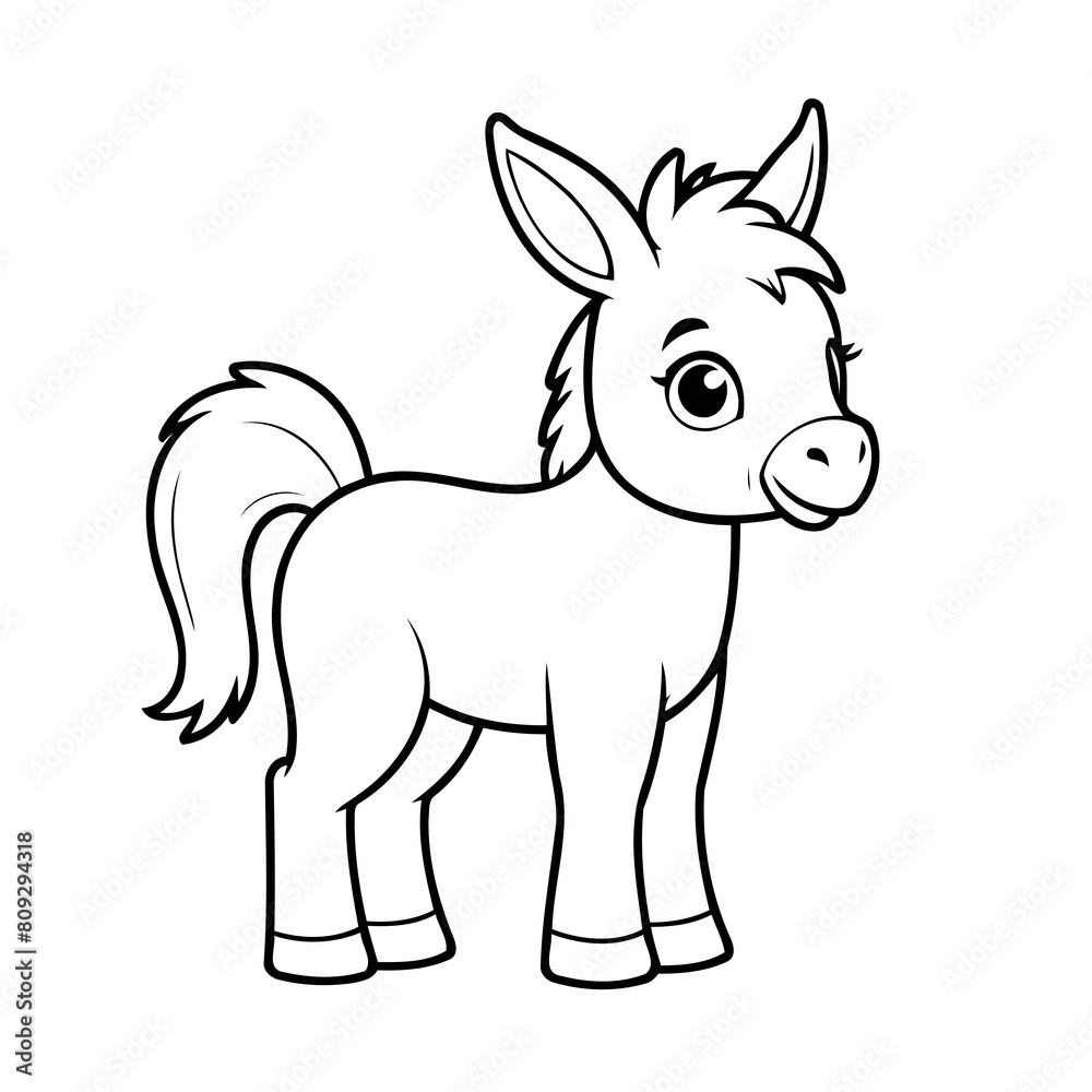 Cute vector illustration Donkey doodle for toddlers worksheet Cute vector illustration Donkey doodle for toddlers worksheet