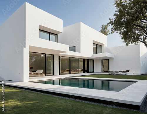 modern building with pool