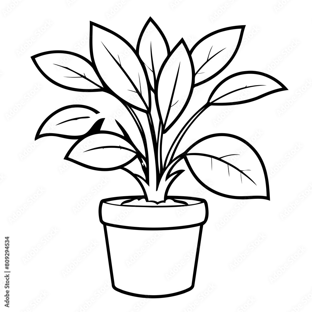 Simple vector illustration of IndoorPlant outline for colouring page