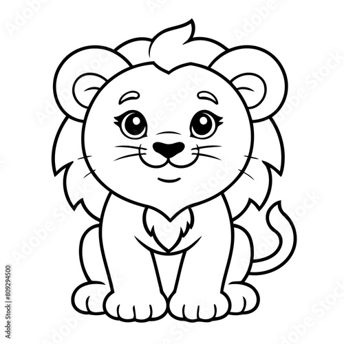 Cute vector illustration Lion drawing for toddlers book