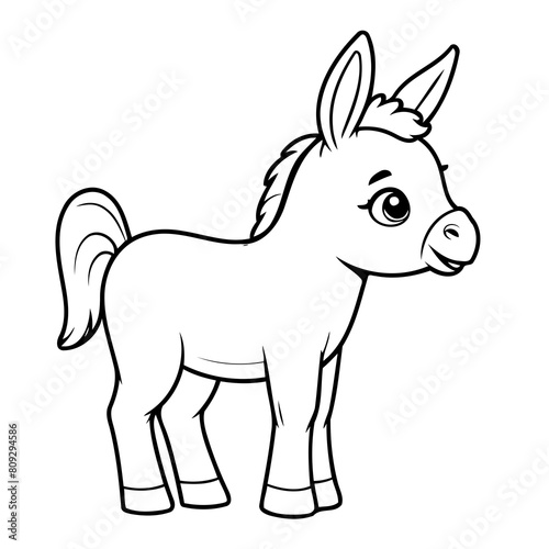 Cute vector illustration Donkey for kids coloring activity page © meastudios