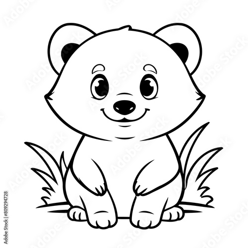 Vector illustration of a cute Badger drawing for toddlers colouring page