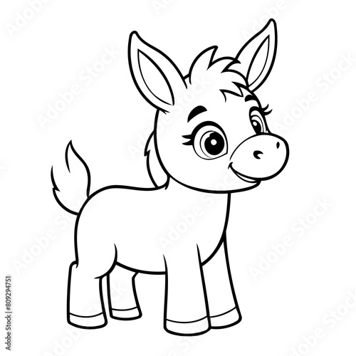 Vector illustration of a cute Donkey doodle for toddlers coloring activity