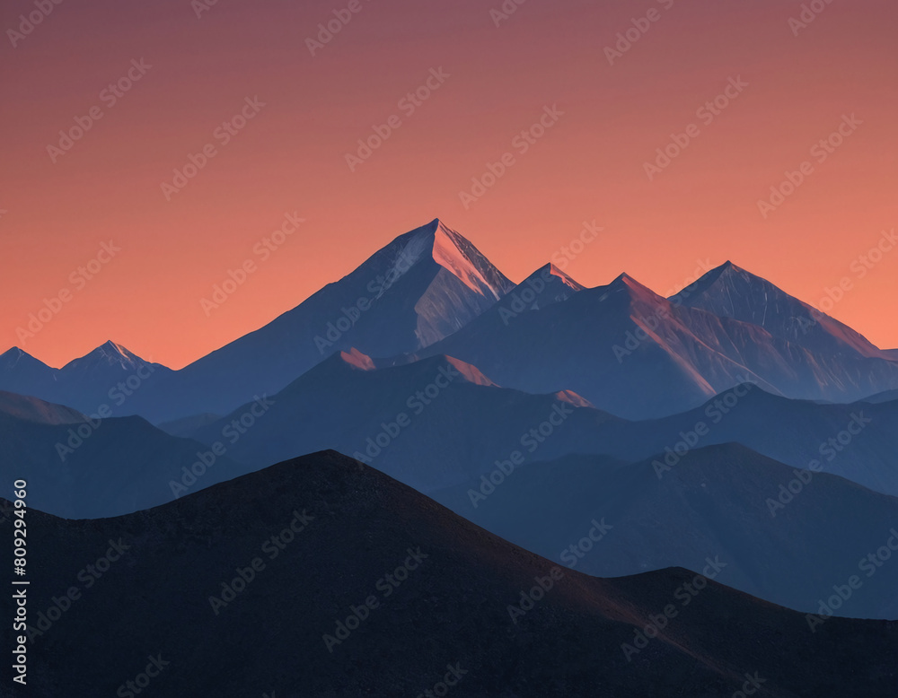 Majestic Mountain Range at Sunset Digital Artwork
