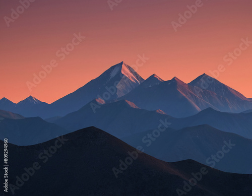 Majestic Mountain Range at Sunset Digital Artwork