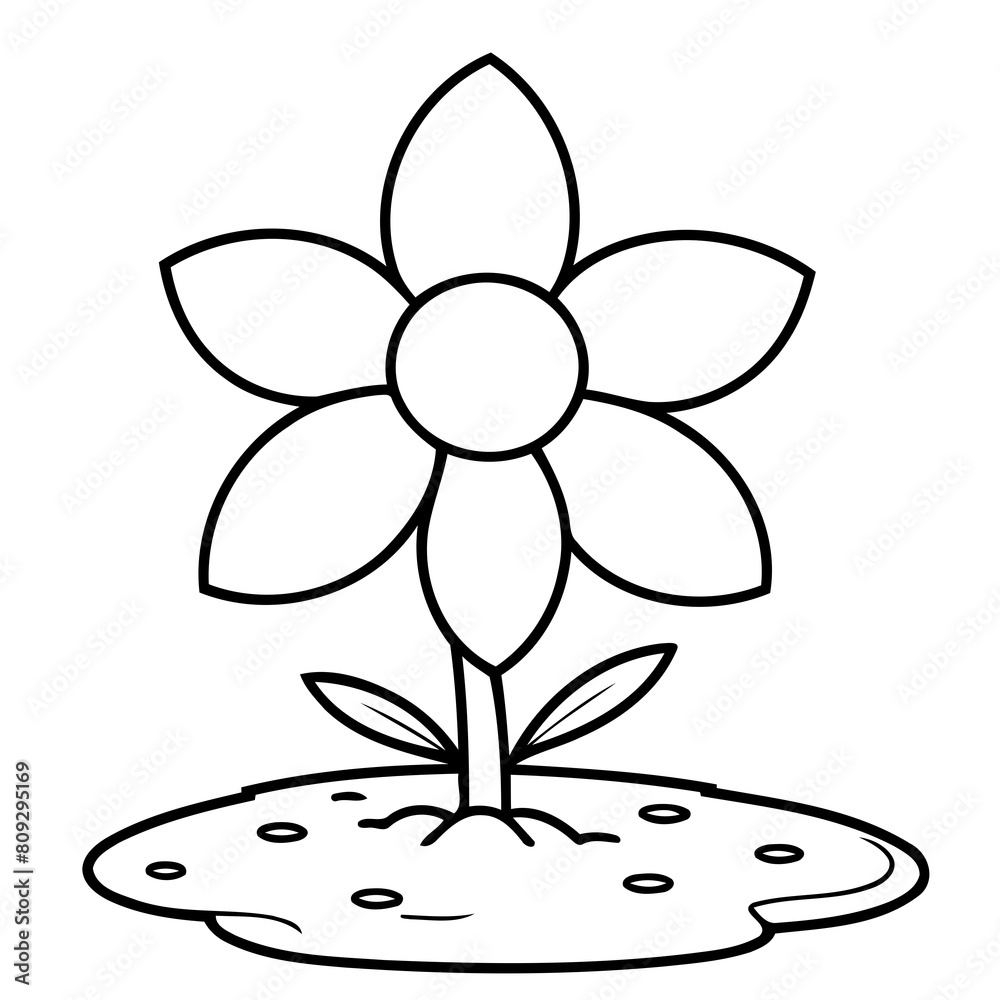 Cute vector illustration Flower doodle colouring activity for kids Cute vector illustration Flower doodle colouring activity for kids