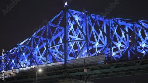 Jacques-Cartier Bridge in Montreal Canada at night - Canada travel photography photo