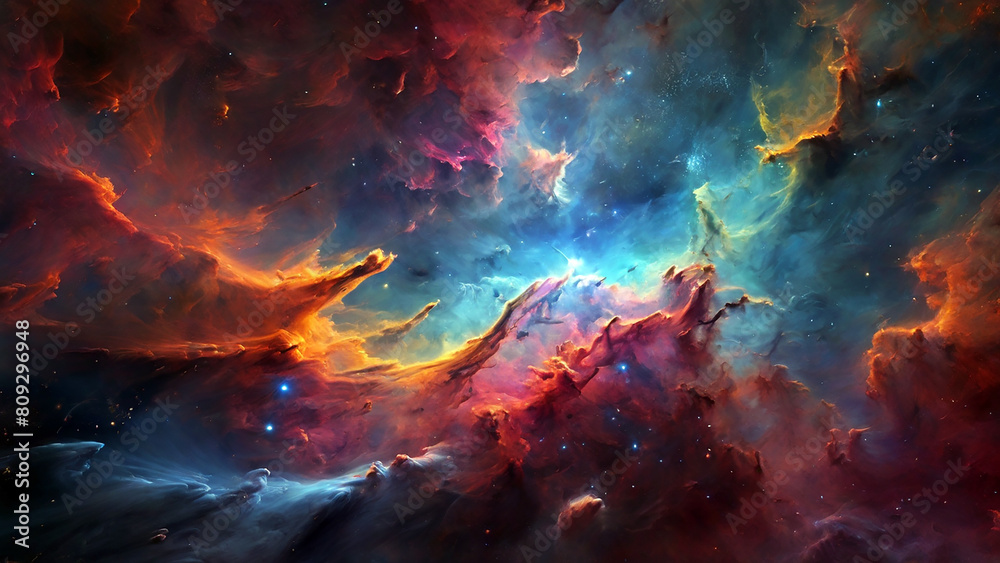 Colourful nebula in space 