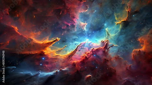 Colourful nebula in space  © kyran