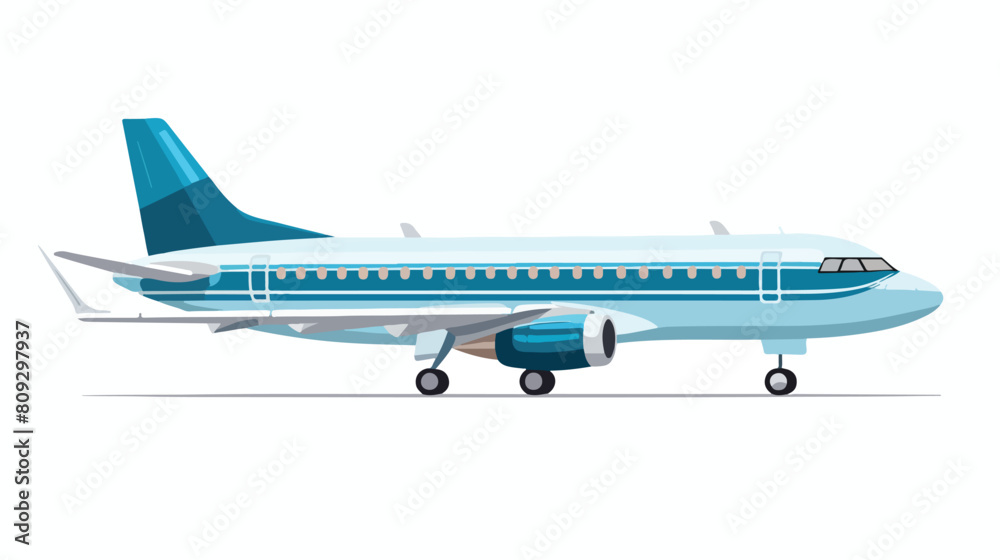 Side view of passenger airplane or aircraft with un