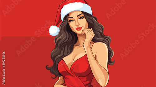 Sexy young woman in Santa costume on color backgrou © Mishi