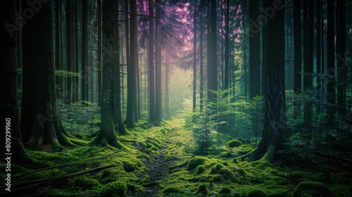 Mossy Path Through A Mystical Forest
