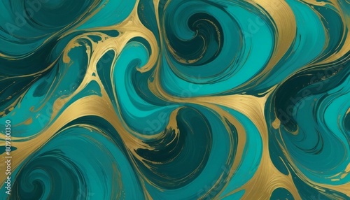 Vibrant Colorful Marble Texture With Gold Abstract Background © Kolpona