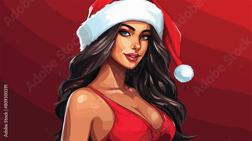 Sexy young woman in Santa costume on color backgrou © Mishi