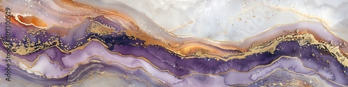 An abstract purple and gold illustration or a geode like texture on white background.  photo