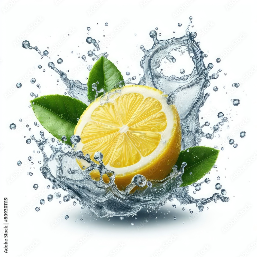 Lemon with water splash isolated on a white background Lemon with water splash isolated on a white background