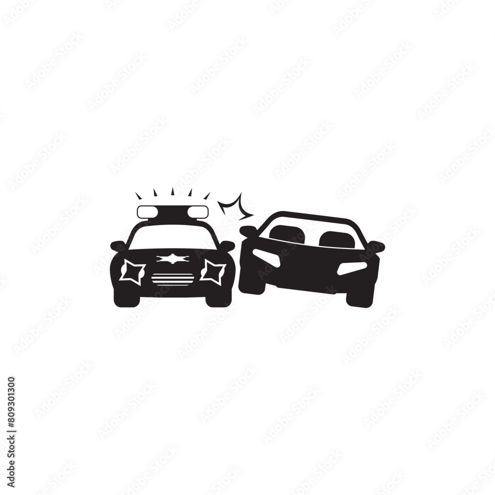 Fototapeta premium Warning: Car Accident Ahead! Danger! Avoid Crush!