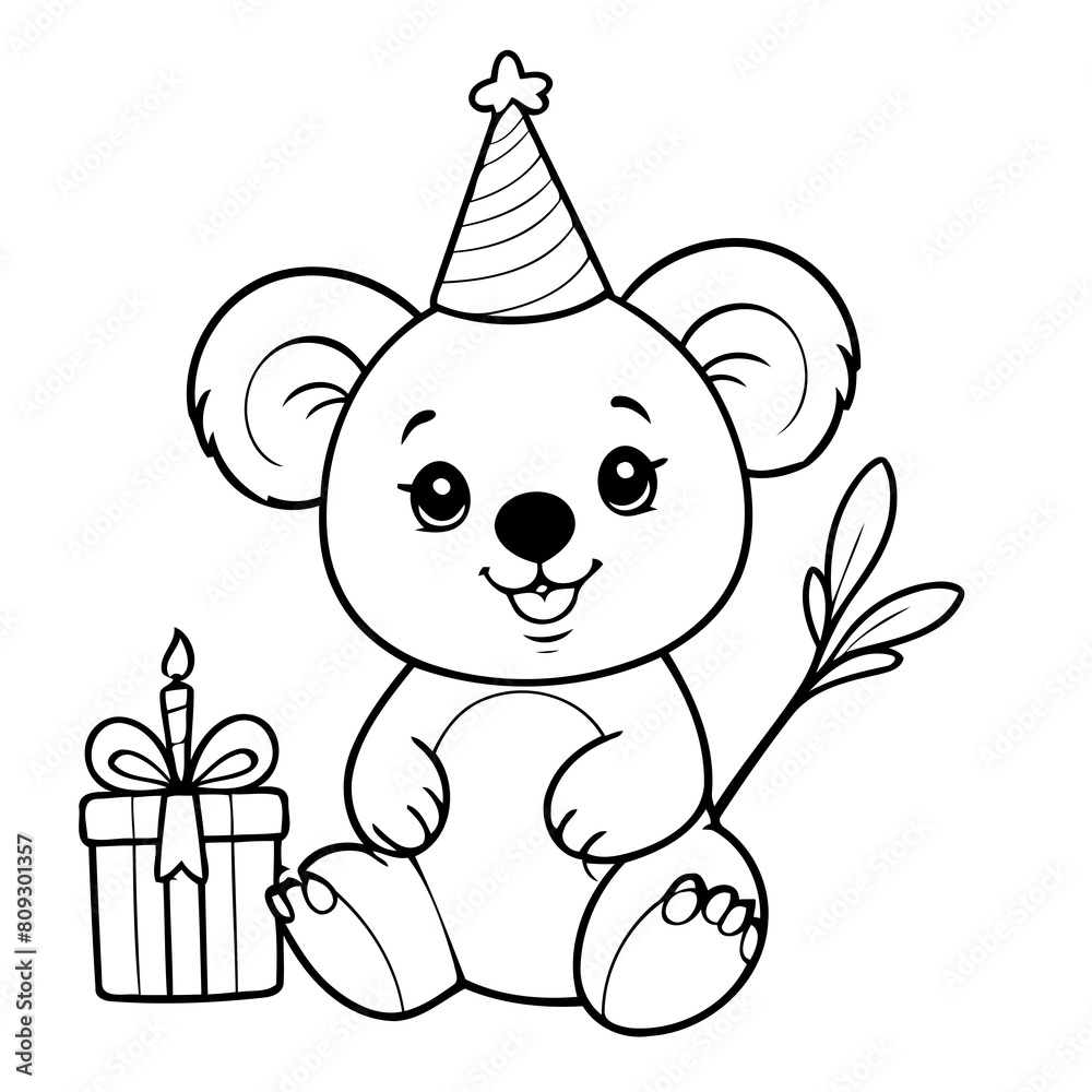 Simple vector illustration of koala hand drawn for kids page
