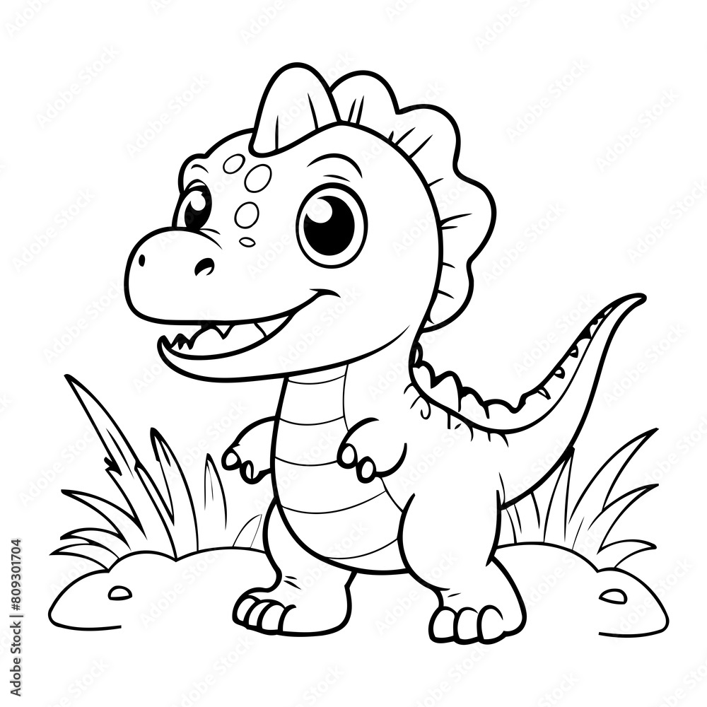 Fototapeta premium Vector illustration of a cute Dino drawing for kids colouring page