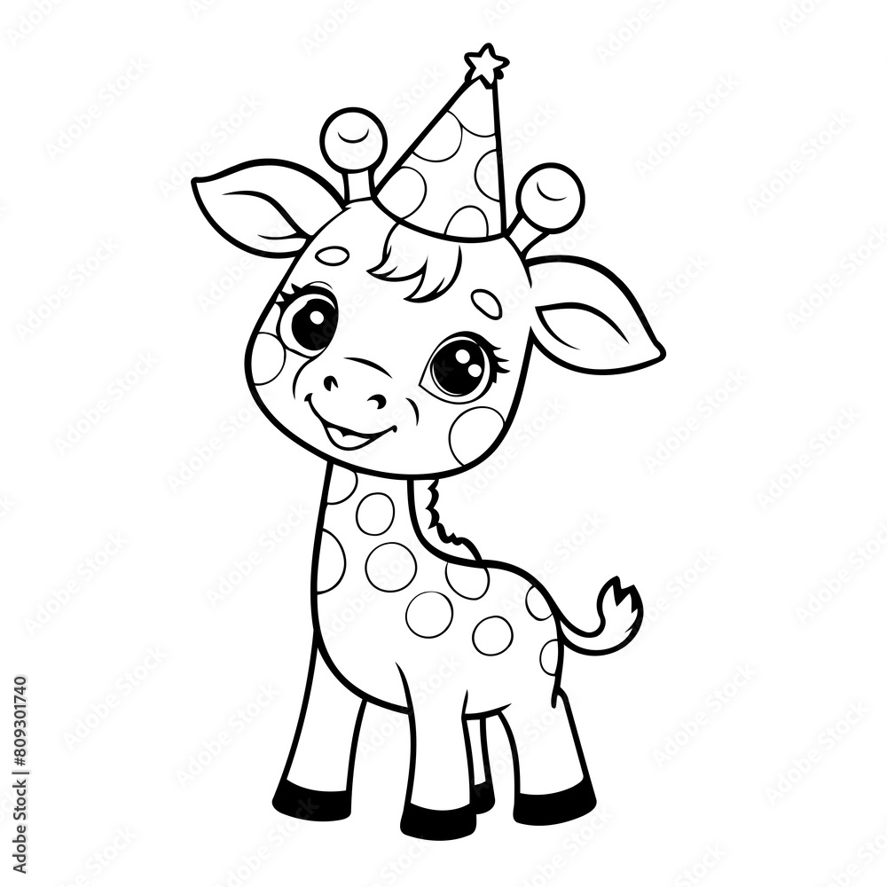 Vector illustration of a cute giraffe drawing for children page Vector illustration of a cute giraffe drawing for children page