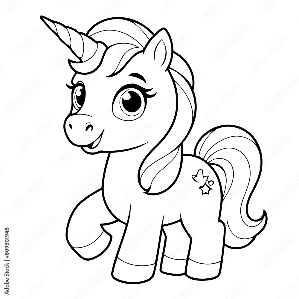 Cute vector illustration Unicorn doodle for kids colouring page Cute vector illustration Unicorn doodle for kids colouring page