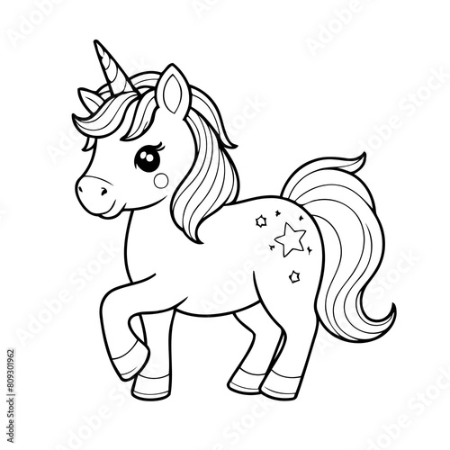 Simple vector illustration of Unicorn for kids coloring page