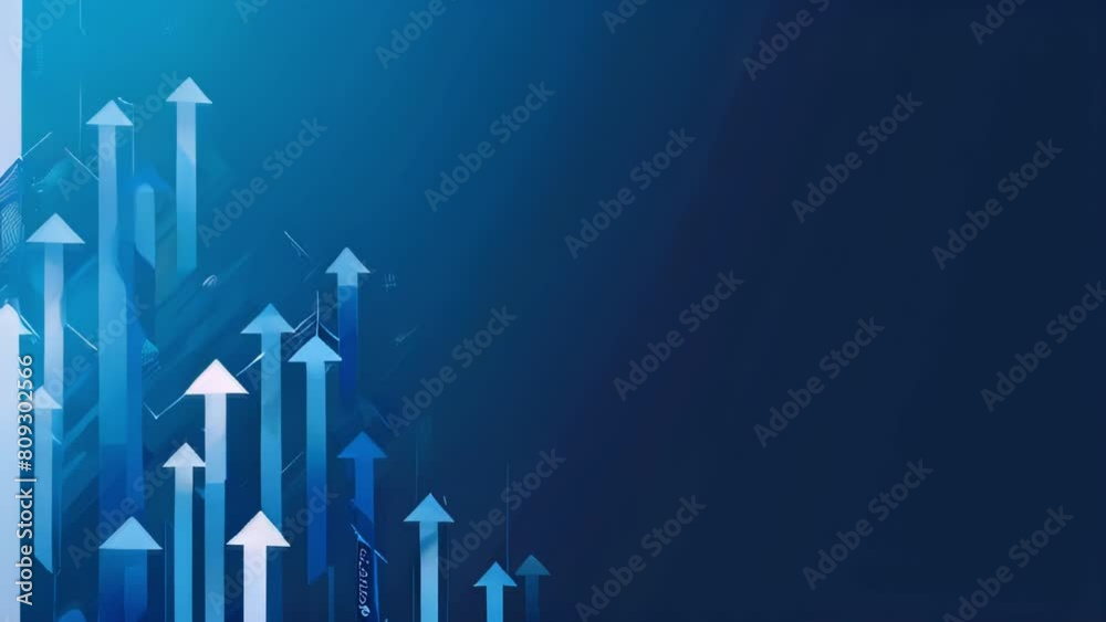White arrows rising on a gradient blue background evoking growth and ...