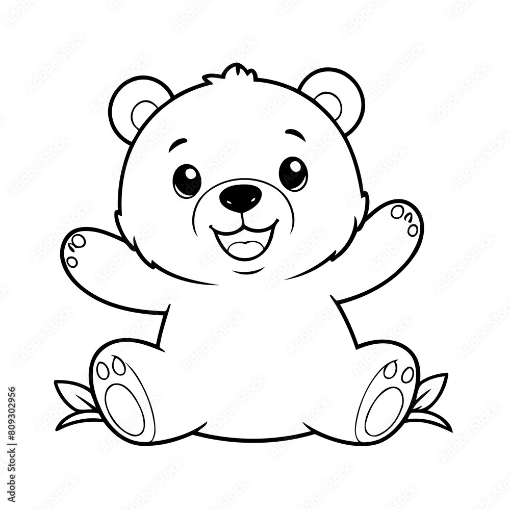 Fototapeta premium Simple vector illustration of Bear drawing for toddlers book