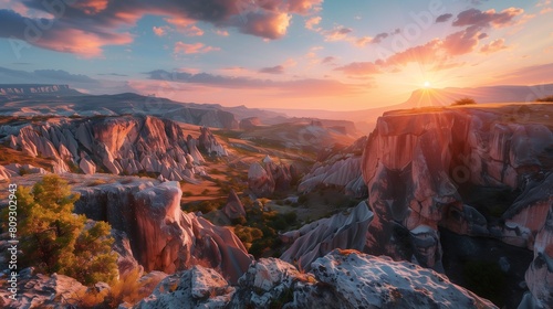 canyon view in summer. Colorful canyon landscape at sunset. nature scenery in the canyon. amazing nature background. summer landscape in nature. Tasyaran canyon travel in the great valley. Turkey.