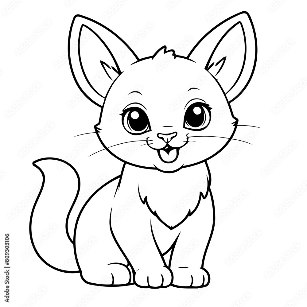 Vector illustration of a cute Caracal doodle for toddlers colouring page Vector illustration of a cute Caracal doodle for toddlers colouring page