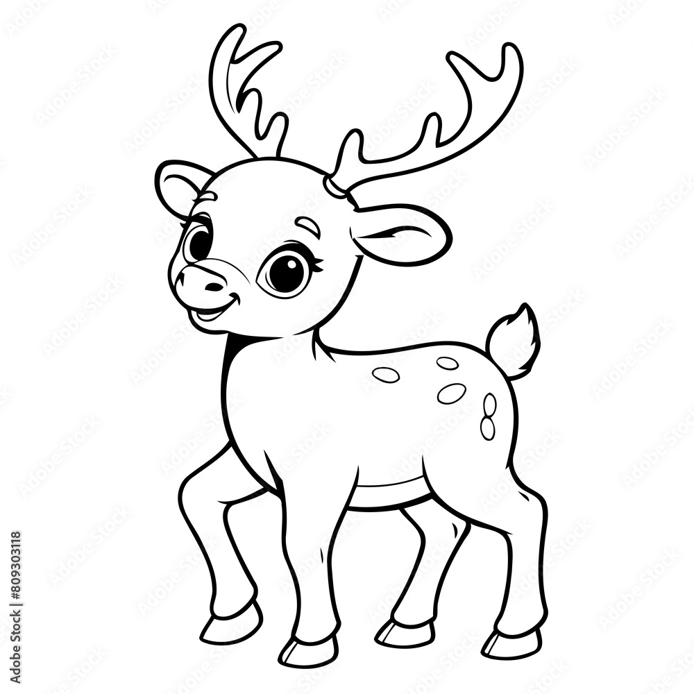 Obraz premium Cute vector illustration Caribou for kids coloring activity page