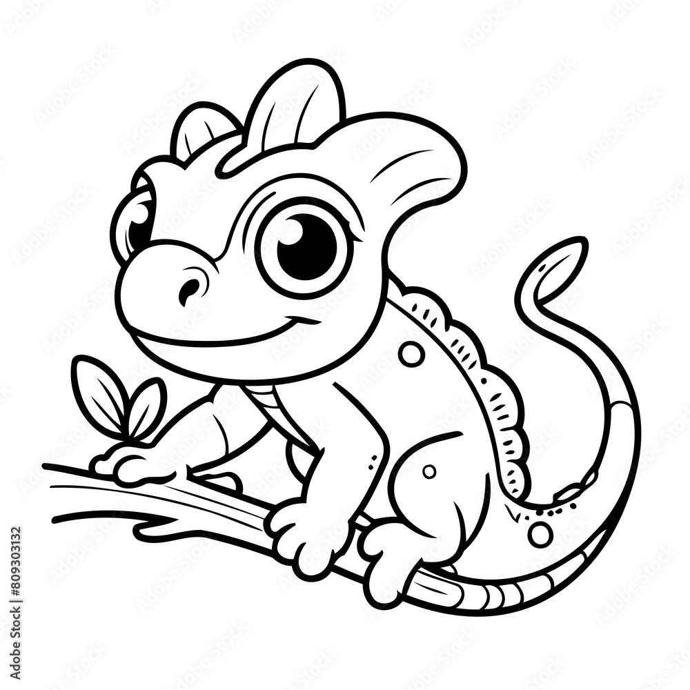 Vector illustration of a cute Chameleon drawing for children page Vector illustration of a cute Chameleon drawing for children page