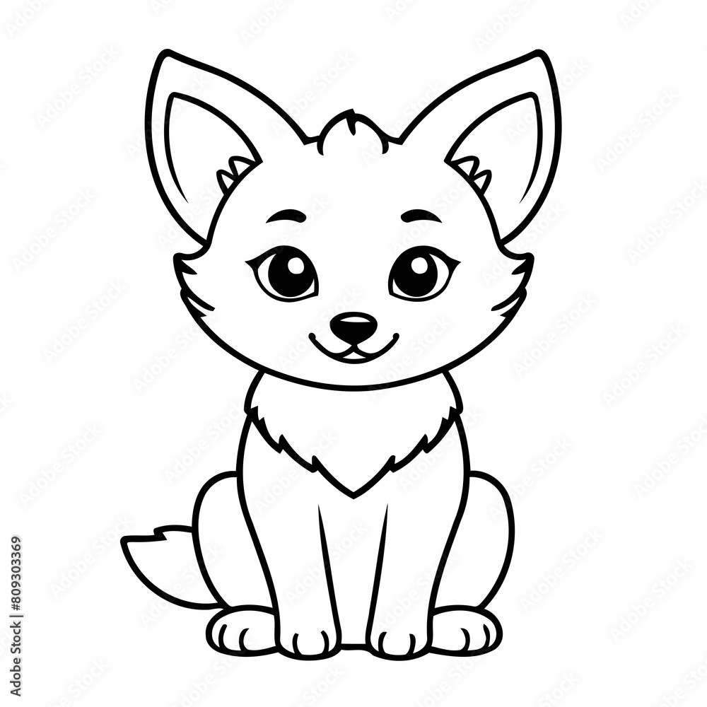 Vector illustration of a cute Jackal doodle for toddlers coloring activity