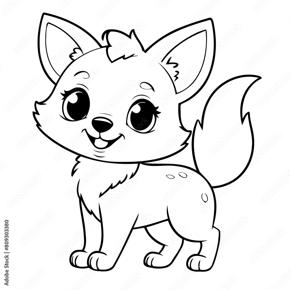 Simple vector illustration of Jackal doodle for toddlers worksheet Simple vector illustration of Jackal doodle for toddlers worksheet