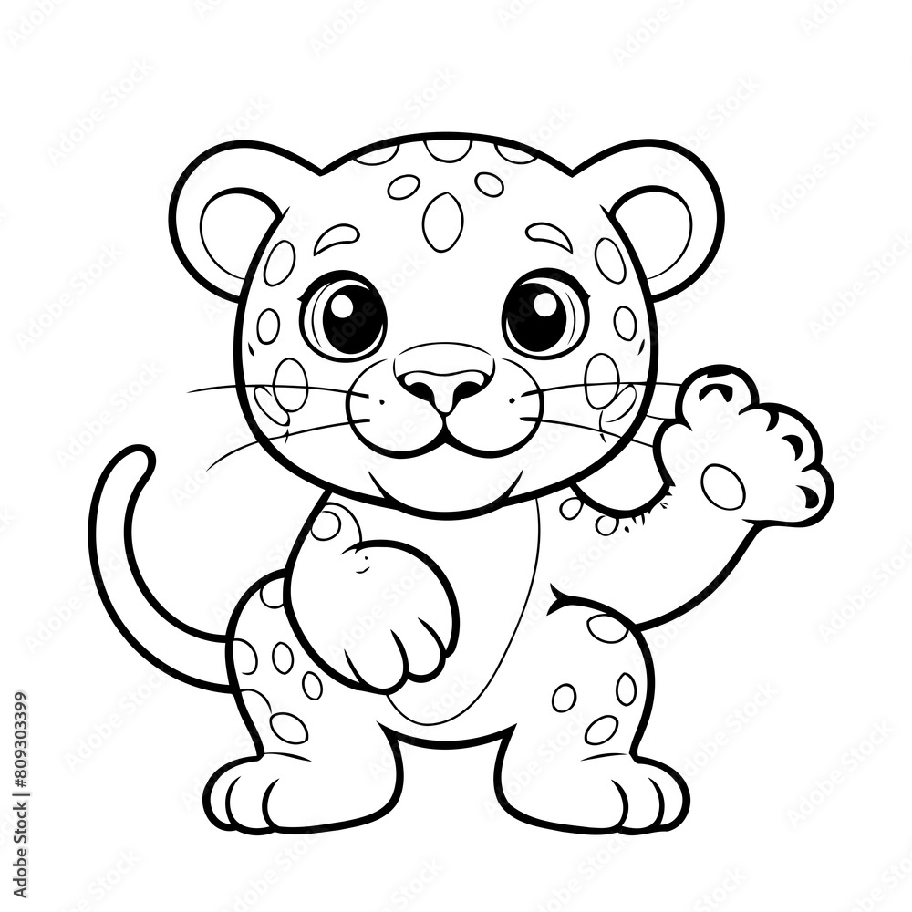 Simple vector illustration of Jaguar drawing for toddlers book Simple vector illustration of Jaguar drawing for toddlers book