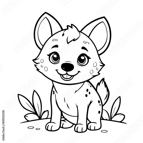 Vector illustration of a cute Hyena drawing for children page