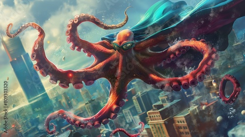 A giant octopus attacks a city, wreaking havoc and destruction.