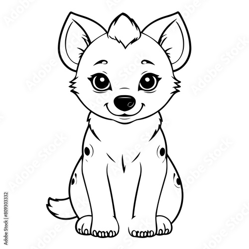 Cute vector illustration Hyena drawing for kids colouring page