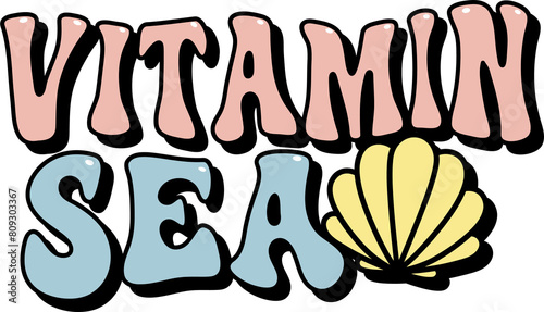 Photography vitamin sea groovy lettering