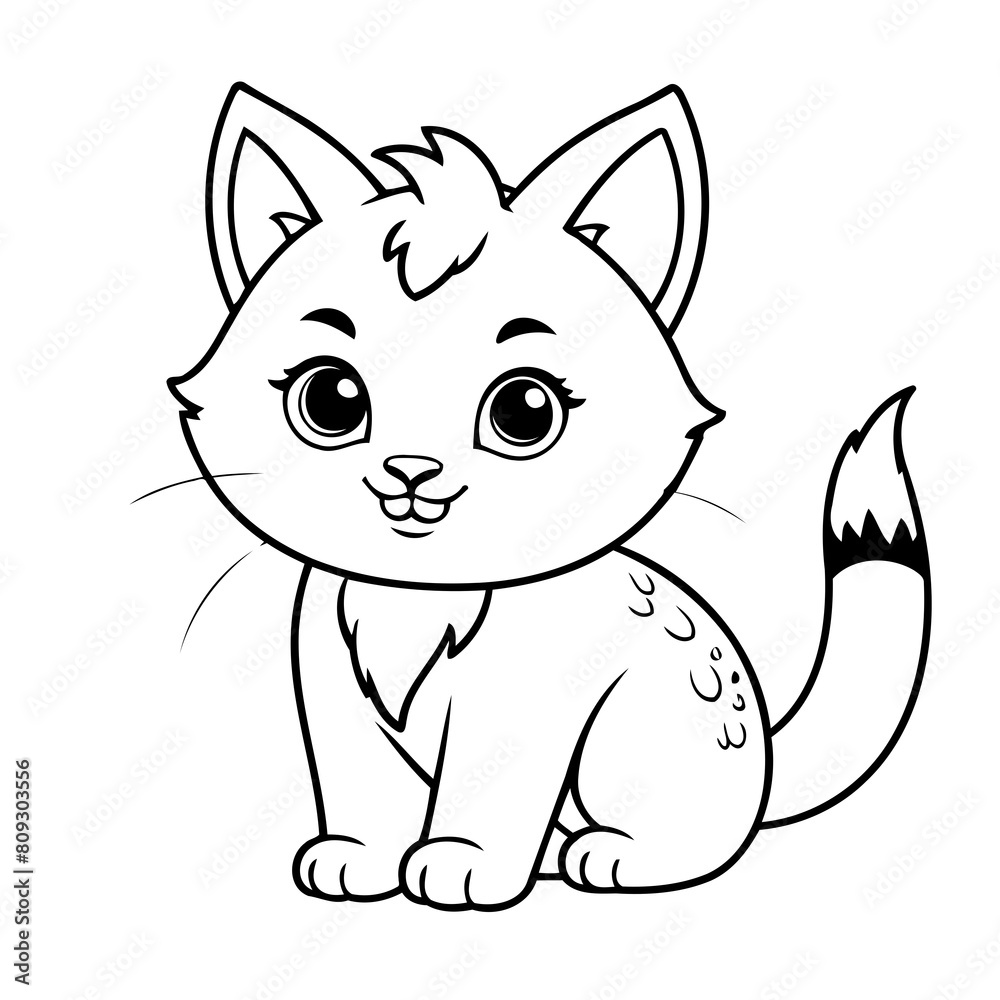 Cute vector illustration Lynx drawing for colouring page Cute vector illustration Lynx drawing for colouring page
