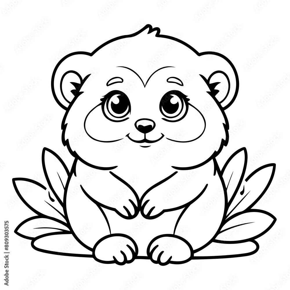 Cute vector illustration Marmoset drawing for toddlers colouring page Cute vector illustration Marmoset drawing for toddlers colouring page