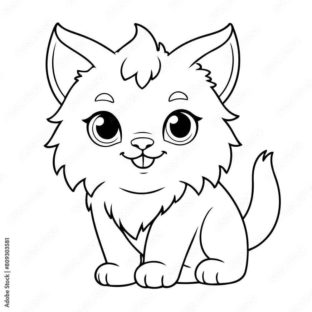 Cute vector illustration Lynx doodle black and white for kids page Cute vector illustration Lynx doodle black and white for kids page