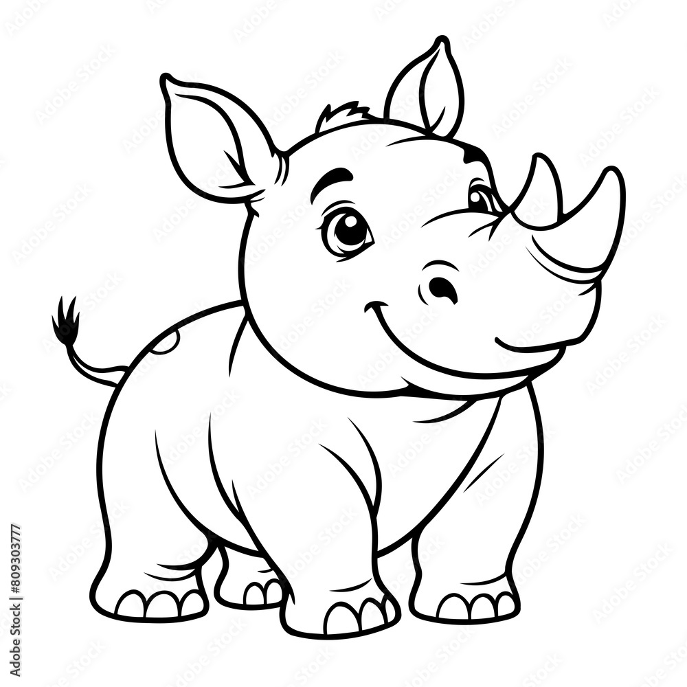 Simple vector illustration of Rhino drawing for toddlers coloring activity Simple vector illustration of Rhino drawing for toddlers coloring activity