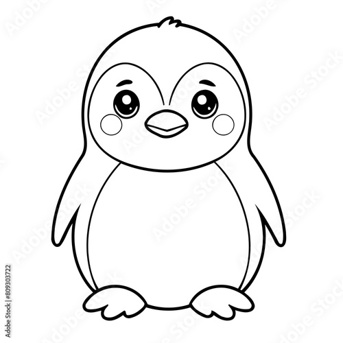 Cute vector illustration Penguin doodle for toddlers worksheet