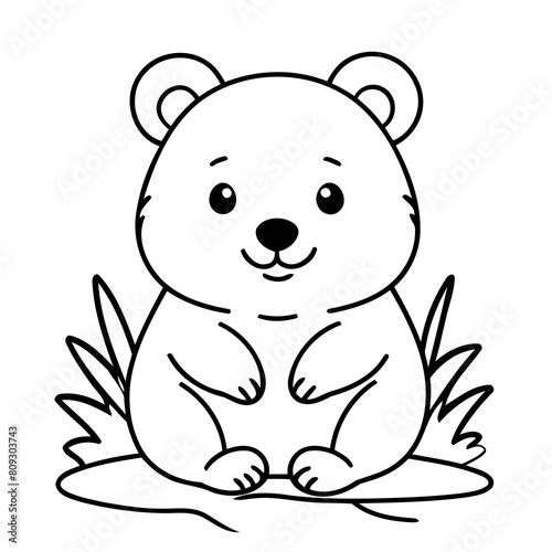 Simple vector illustration of Quokka for toddlers colouring page
